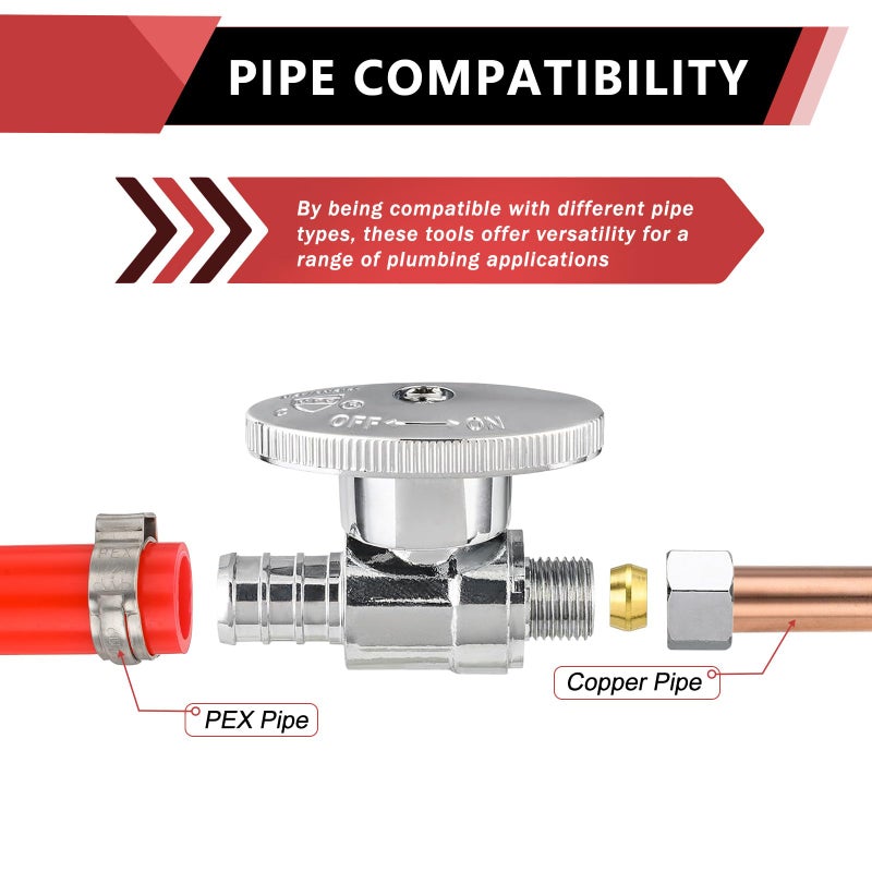 EFIELD (Pack of 4) EFIELD 1/4 Turn Straight Stop Valve 3/8" OD Compression X 1/2" Barb Crimp Pex Chrome Plated Brass,(VALVE085-4PCS) - Image 4